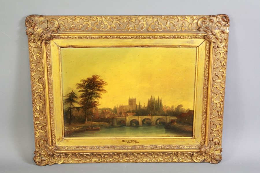 William W Gill (1823-1894) Pair of Oils 'Views of Hereford' - Image 3 of 5