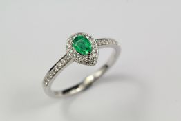 An 18ct White Gold Emerald and Diamond Ring