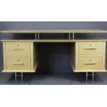 A French Art Deco-Style Vellum and Chrome Office Desk
