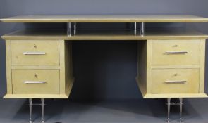 A French Art Deco-Style Vellum and Chrome Office Desk