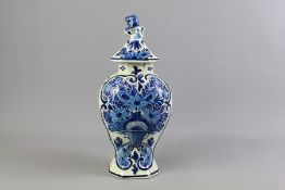 A Delft Blue and White Lidded Vase