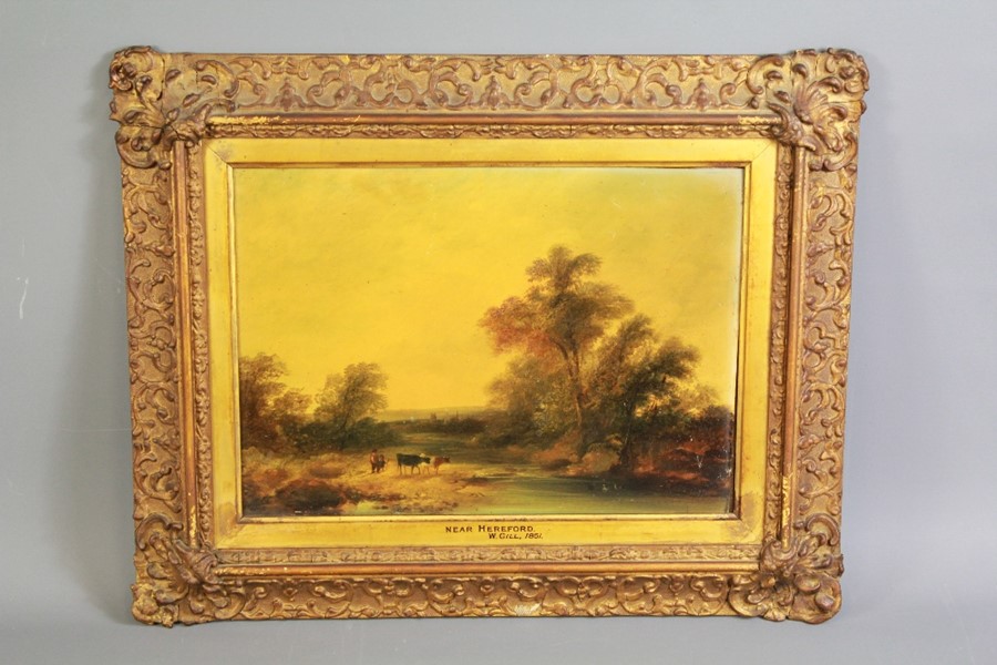 William W Gill (1823-1894) Pair of Oils 'Views of Hereford' - Image 2 of 5