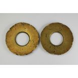 A Pair of Antique Chinese Bronze Circular Weights