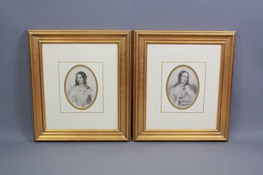 A Pair of Oval Hand Coloured Lithographs