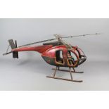 A Hand Made Wood Carved Helicopter