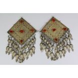 A Pair of Antique Turkman Pectoral Silver Gilt Pendants