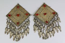 A Pair of Antique Turkman Pectoral Silver Gilt Pendants