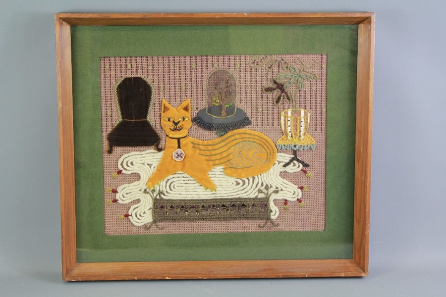 An Applique Embroidery of a Ginger Cat