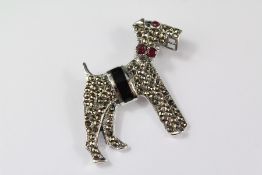 A Silver and Marcasite Brooch of an Airedale Terrier