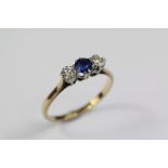 Antique Platinum and 18ct Gold Sapphire and Diamond Ring