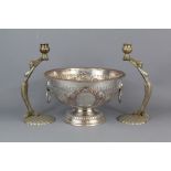 Silver Plated Punch Bowl and Candlesticks