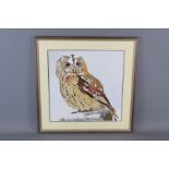 Terry Devereux Mixed Media Painting of a Tawny Owl