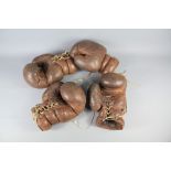 A Pair of Vintage Leather Sparring Boxing Gloves