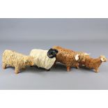 Scottish Pottery Three Highland Cattle Figures