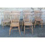Six Vintage Pine Kitchen Chairs