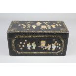 Antique Chinese Lacquer and Mother of Pearl Inlaid Tea Caddy