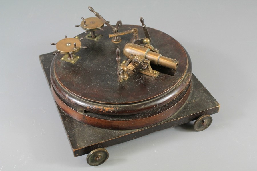 A Georgian Mahogany and Bronze Miniature Desk Cannon - Image 3 of 3