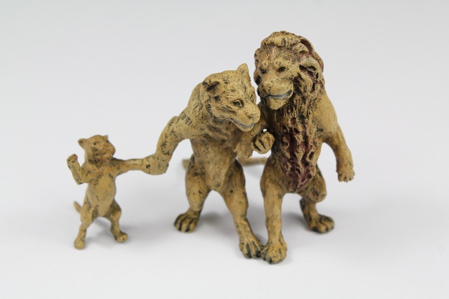 A Continental Cold Painted Bronze of a Lion Pride