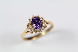 14ct Amethyst and CZ Ring