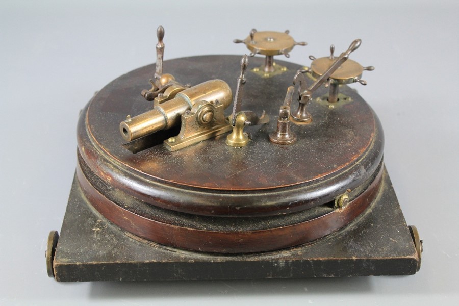 A Georgian Mahogany and Bronze Miniature Desk Cannon - Image 2 of 3