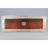 An Arthur Bond Japanese Silver Framed Rosewood Tea Tray