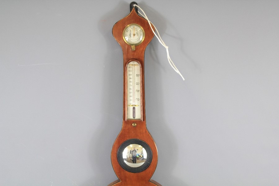 An Edwardian Fruit Wood Aneroid Banjo Barometer - Image 3 of 3