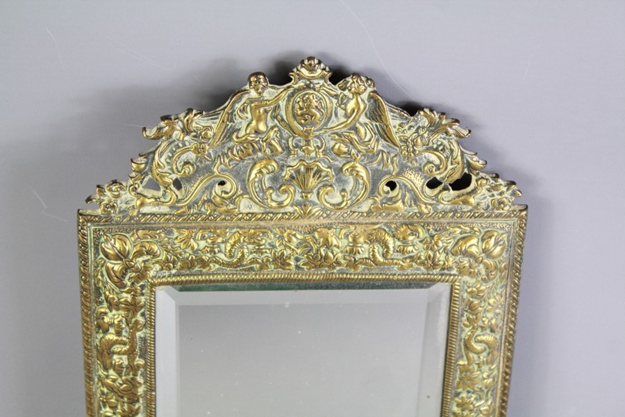 A Victorian Brass Bevelled Mirror - Image 2 of 2