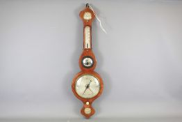 An Edwardian Fruit Wood Aneroid Banjo Barometer