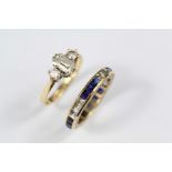 A Lady's 9ct Yellow Gold White and Blue Stone Eternity Ring