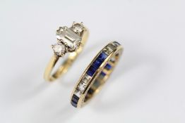 A Lady's 9ct Yellow Gold White and Blue Stone Eternity Ring