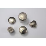 Five Silver Pill Boxes