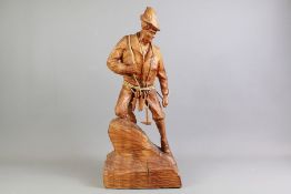 A Vintage Wood Carving of an Alpine Mountaineer