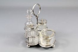 A Cut Glass and Silver Plated Cruet Set