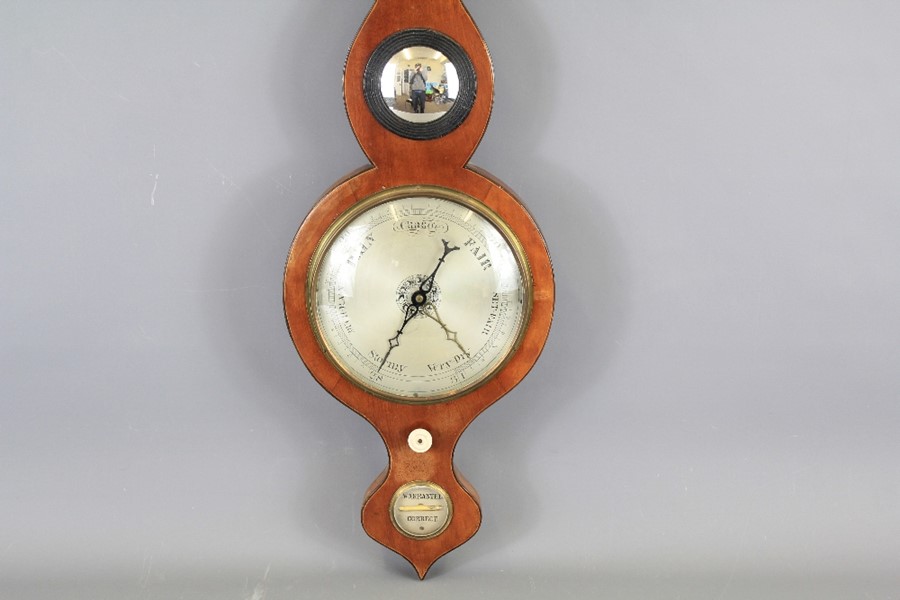 An Edwardian Fruit Wood Aneroid Banjo Barometer - Image 2 of 3