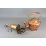 A Copper and Brass Fireside Kettle