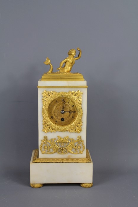 A Late 19th Century Marble and Gilt Brass Mantel Clock