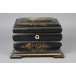 A Chinese Export Black Lacquer Tea Caddy
