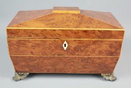 A Late George III Yew Wood Tea Caddy