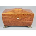 A Late George III Yew Wood Tea Caddy