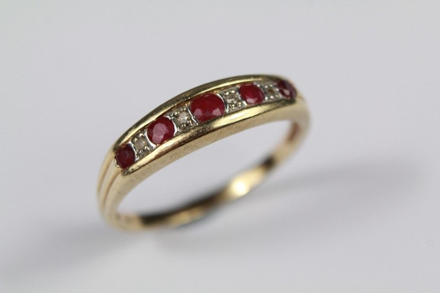 A Diamond and Ruby Half-eternity Ring
