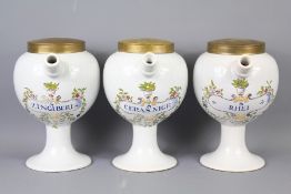 Three Lidded Apothecary Jars with Spouts