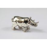 A Sterling Silver Figurine of a Rhinoceros