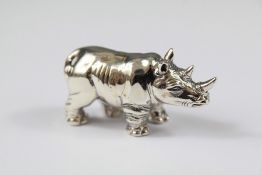 A Sterling Silver Figurine of a Rhinoceros