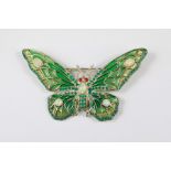 An Art Nouveau-Style Silver and 'Plique a Jour' Butterfly Brooch