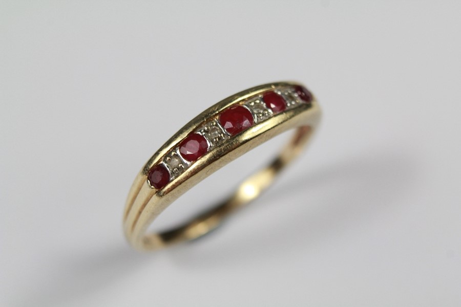 A Diamond and Ruby Half-eternity Ring - Image 2 of 2