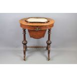 A Late Victorian Oval Walnut Sewing/Work Table