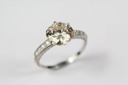 A Stunning Antique Platinum Solitaire Diamond Ring