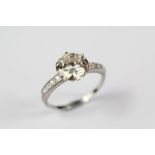 A Stunning Antique Platinum Solitaire Diamond Ring