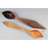 Two 19th Century Qajar Carved Sherbet Spoons
