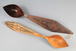 Two 19th Century Qajar Carved Sherbet Spoons